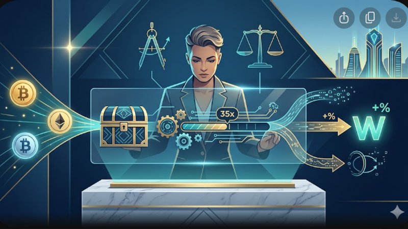 Современная иллюстрация с графиками и криптомонетами для анализа бонусов в казино для хайроллеров